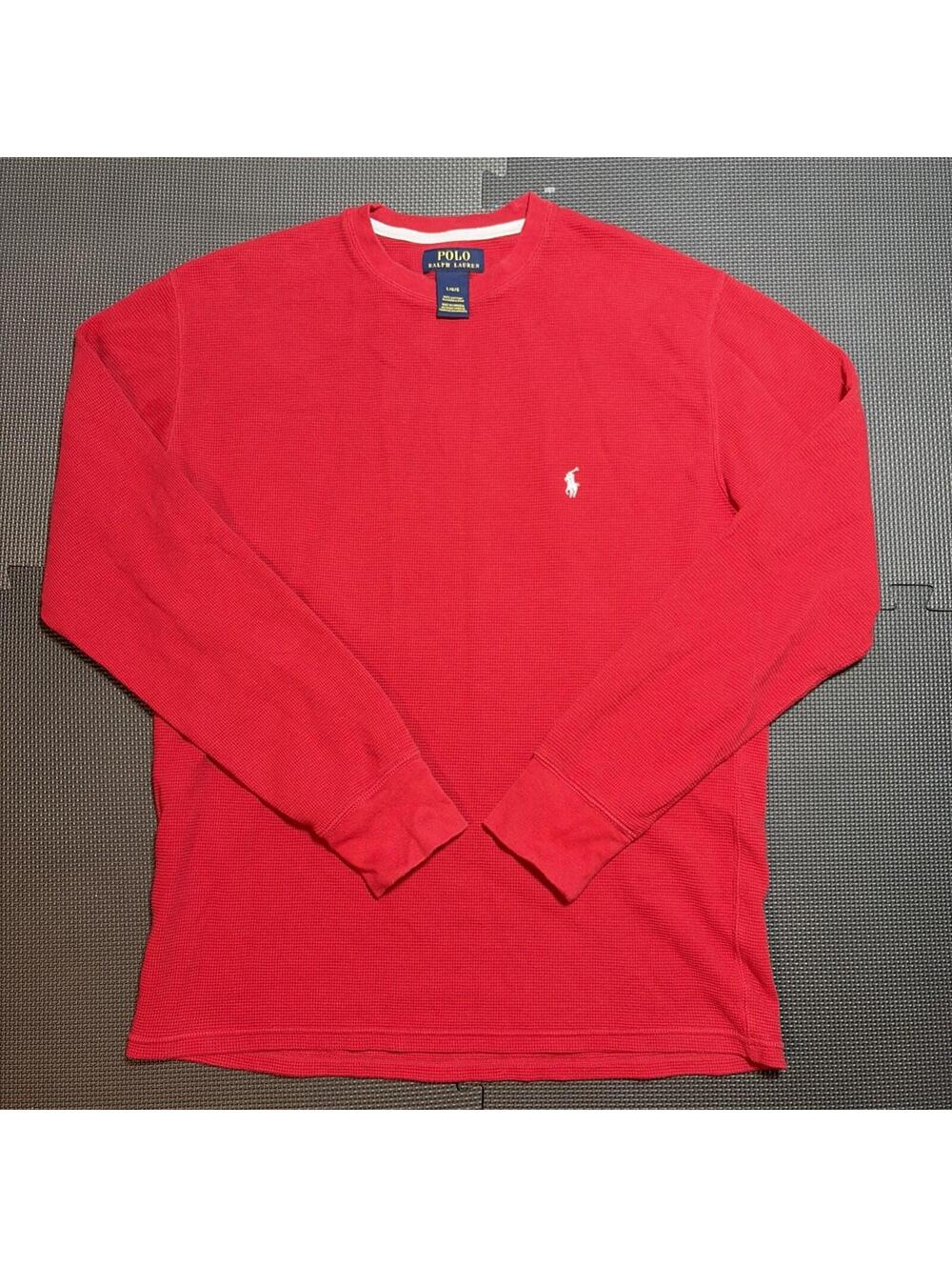 Polo Ralph Lauren Long Sleeved Red Waffle Knit Thermal Shirt Men's Size Large